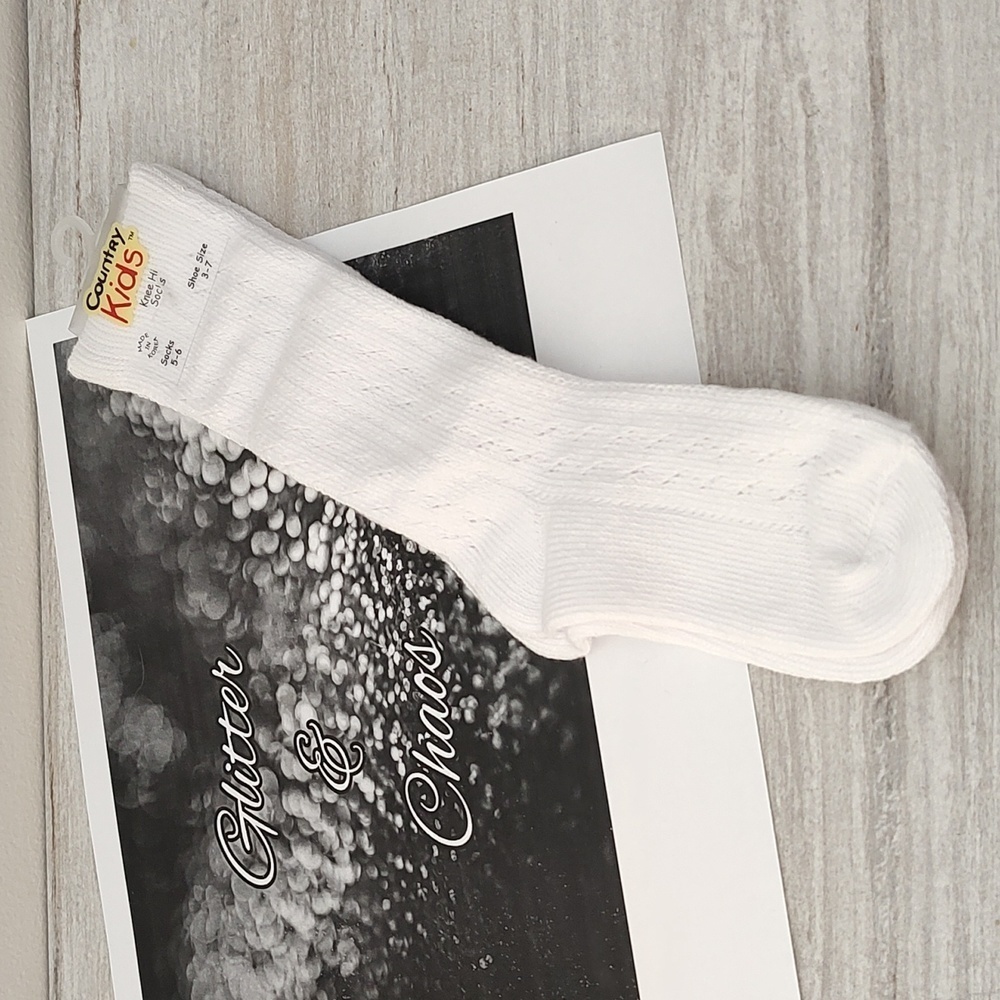 Country Kids White Thick Cotton Knee High Socks Size 1-2 Yrs